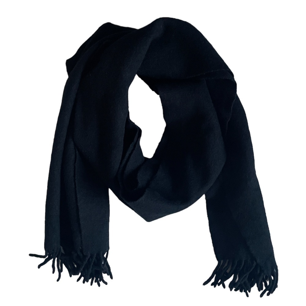 Black scarf with fringes 68” X 14” - Picture 2 of 8
